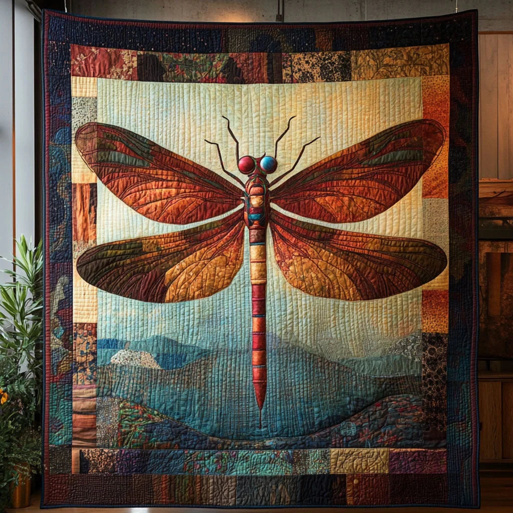 Vintage Dragon Fly Quilt Blanket