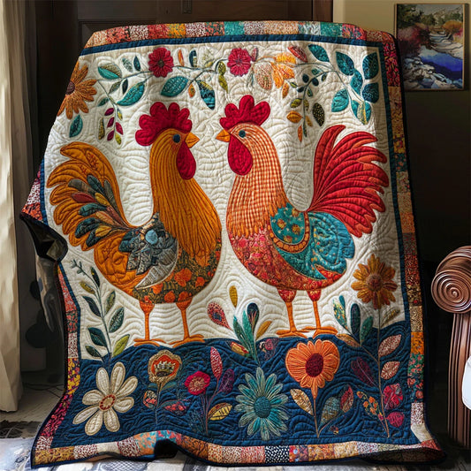 Vintage Farm Chicken Quilt Blanket