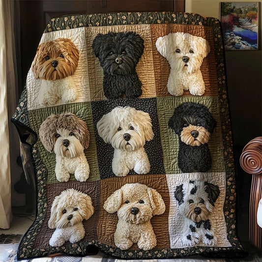 Vintage Havanese Dog Quilt Blanket