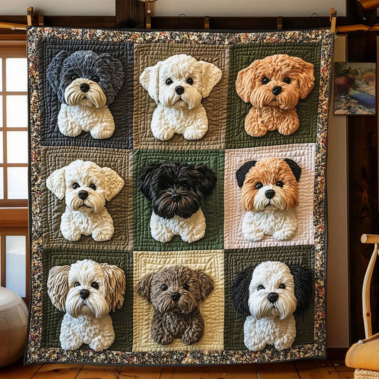 Vintage Havanese Dog Quilt Blanket