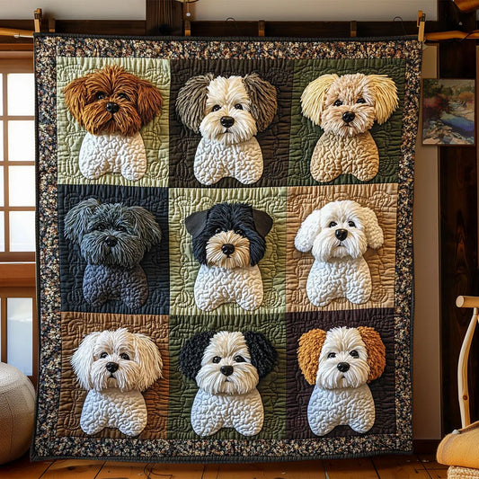 Vintage Havanese Dog Quilt Blanket