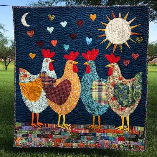 Vintage Hen Quilt Blanket - Quilted Blanket by OtterMia