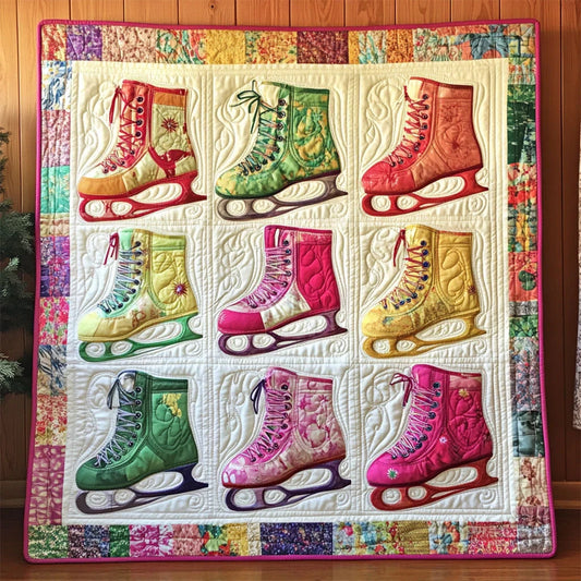 Vintage Ice Skate Quilt Blanket
