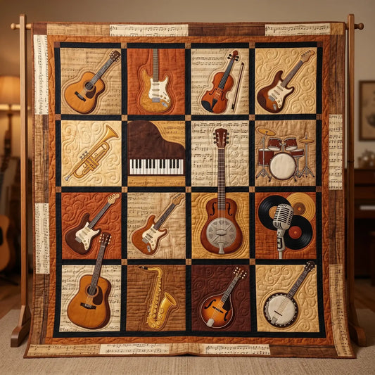 Vintage Instruments Quilt Blanket