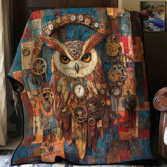 Vintage Owl Gear Quilt Blanket