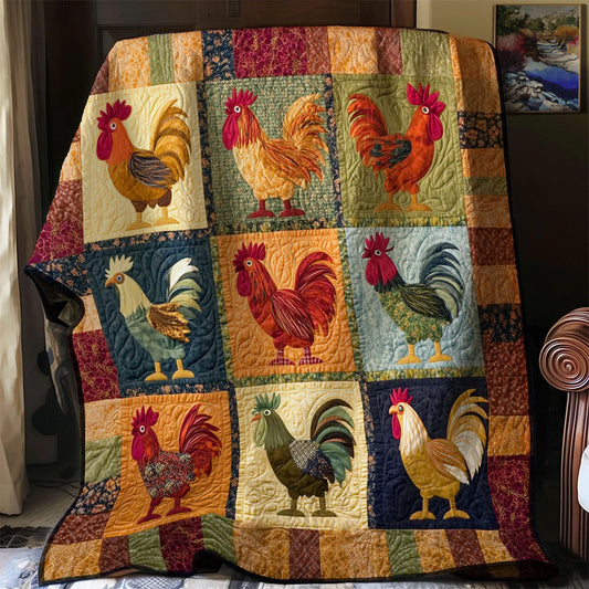 Vintage Patchwork Chicken Quilt Blanket