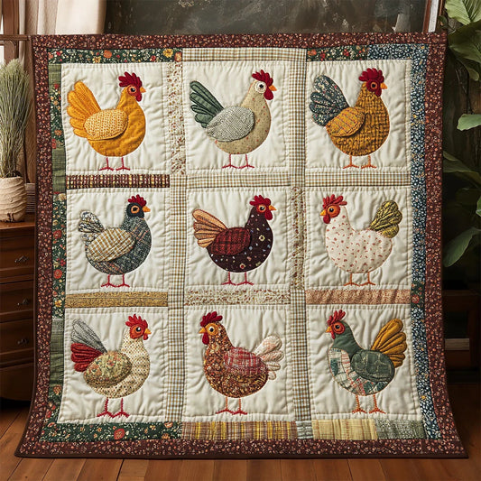 Vintage Patchwork Chicken Quilt Blanket