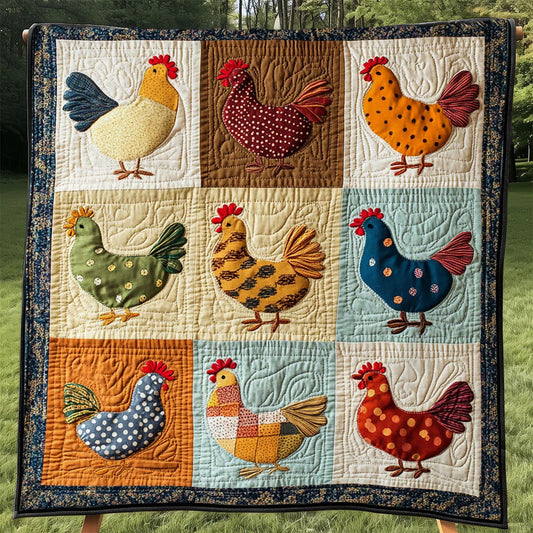 Vintage Patchwork Chicken Quilt Blanket