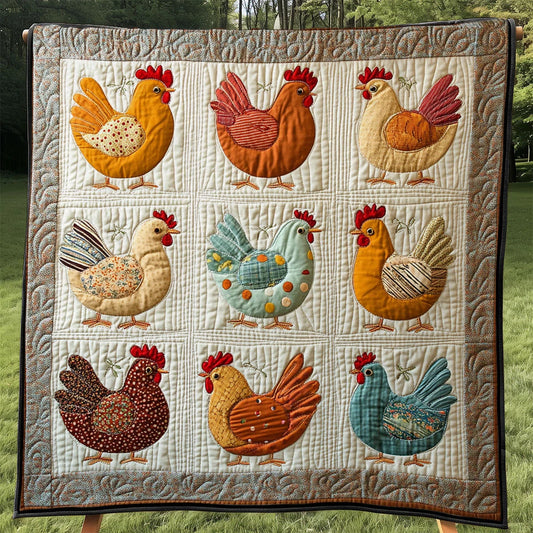 Vintage Patchwork Chicken Quilt Blanket
