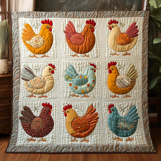 Vintage Patchwork Chicken Quilt Blanket