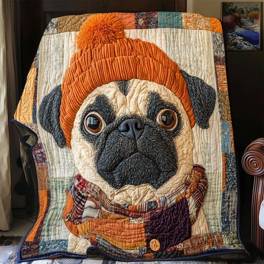 Vintage Pug Quilt Blanket