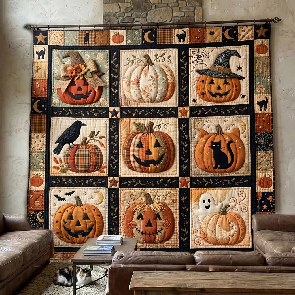 Vintage Pumpkin Patch Quilt Blanket