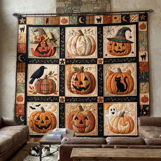 Vintage Pumpkin Patch Quilt Blanket