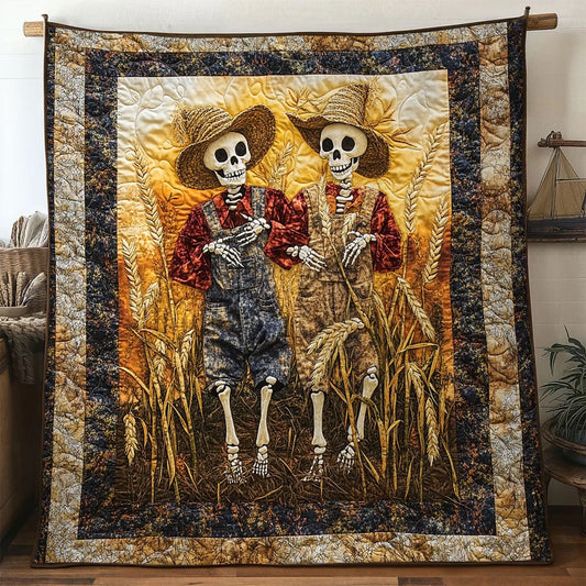 Vintage Skeleton Scarecrow Quilt Blanket