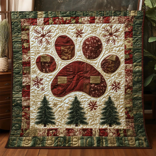 Vintage Xmas Paw Quilt Blanket