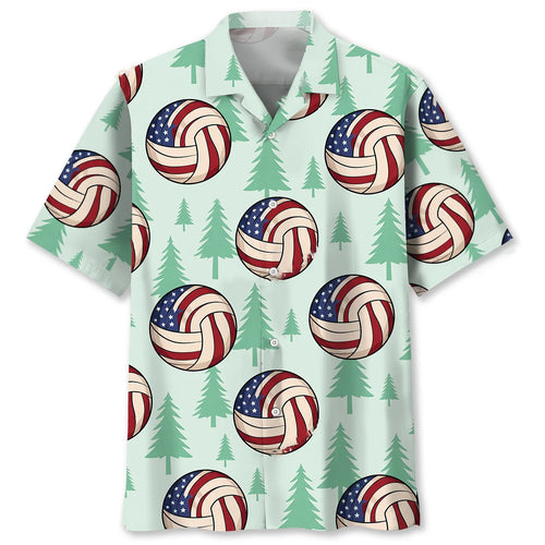 Vintage America Flag Volleyball Hawaiian Shirt, custom shirt gift for men