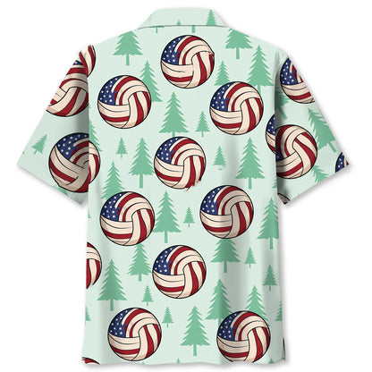 Vintage America Flag Volleyball Hawaiian Shirt, custom shirt gift for men (view 2)
