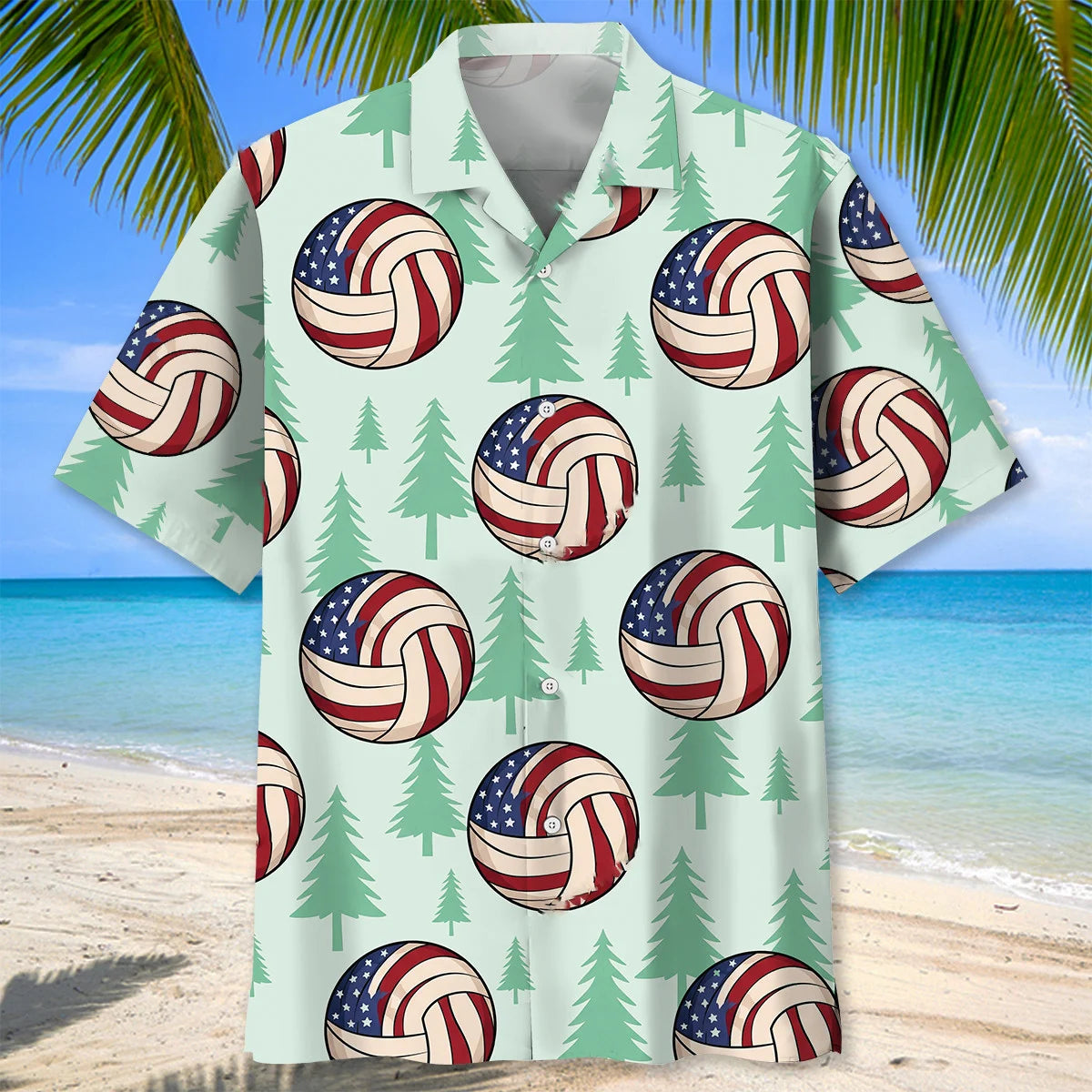 Vintage America Flag Volleyball Hawaiian Shirt, custom shirt gift for men (view 3)