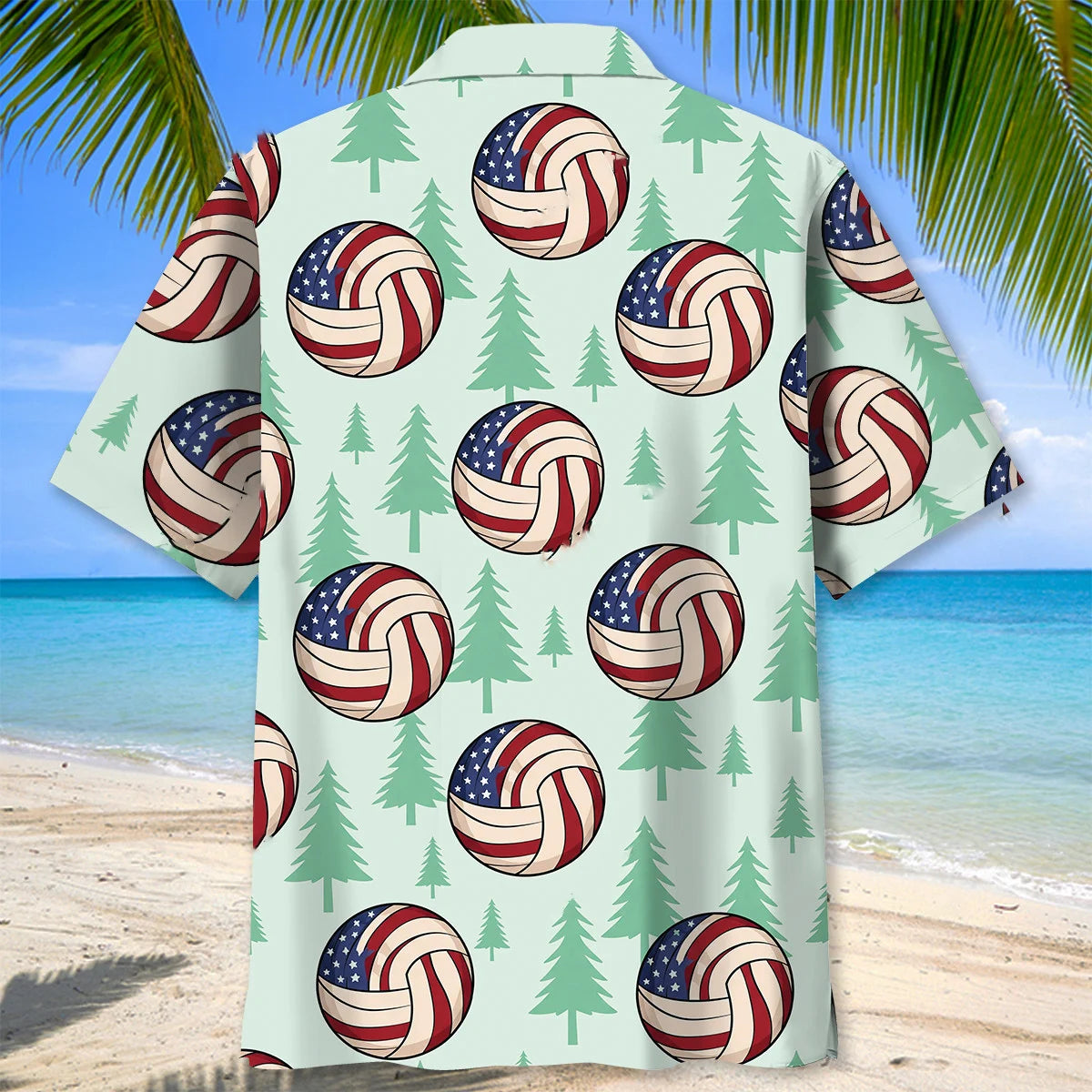 Vintage America Flag Volleyball Hawaiian Shirt, custom shirt gift for men (view 4)
