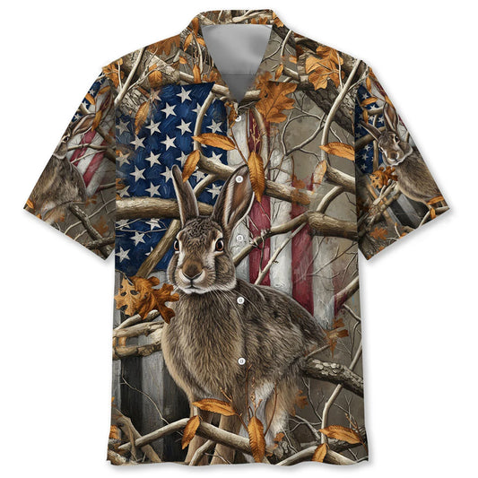Vintage America Rabbit Hunting Hawaiian Shirt, custom shirt gift for men