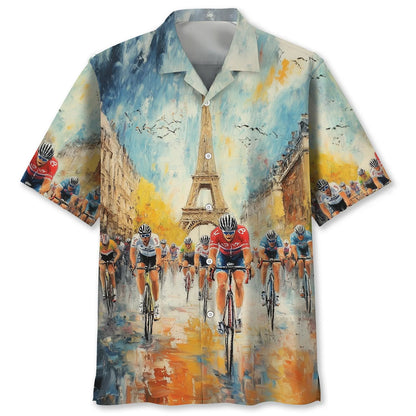 Vintage Art Cycling Tour De France Hawaiian Shirt, custom shirt gift for men