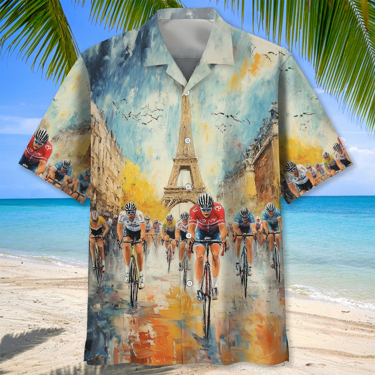 Vintage Art Cycling Tour De France Hawaiian Shirt, custom shirt gift for men (view 3)