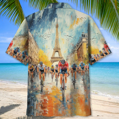 Vintage Art Cycling Tour De France Hawaiian Shirt, custom shirt gift for men (view 4)