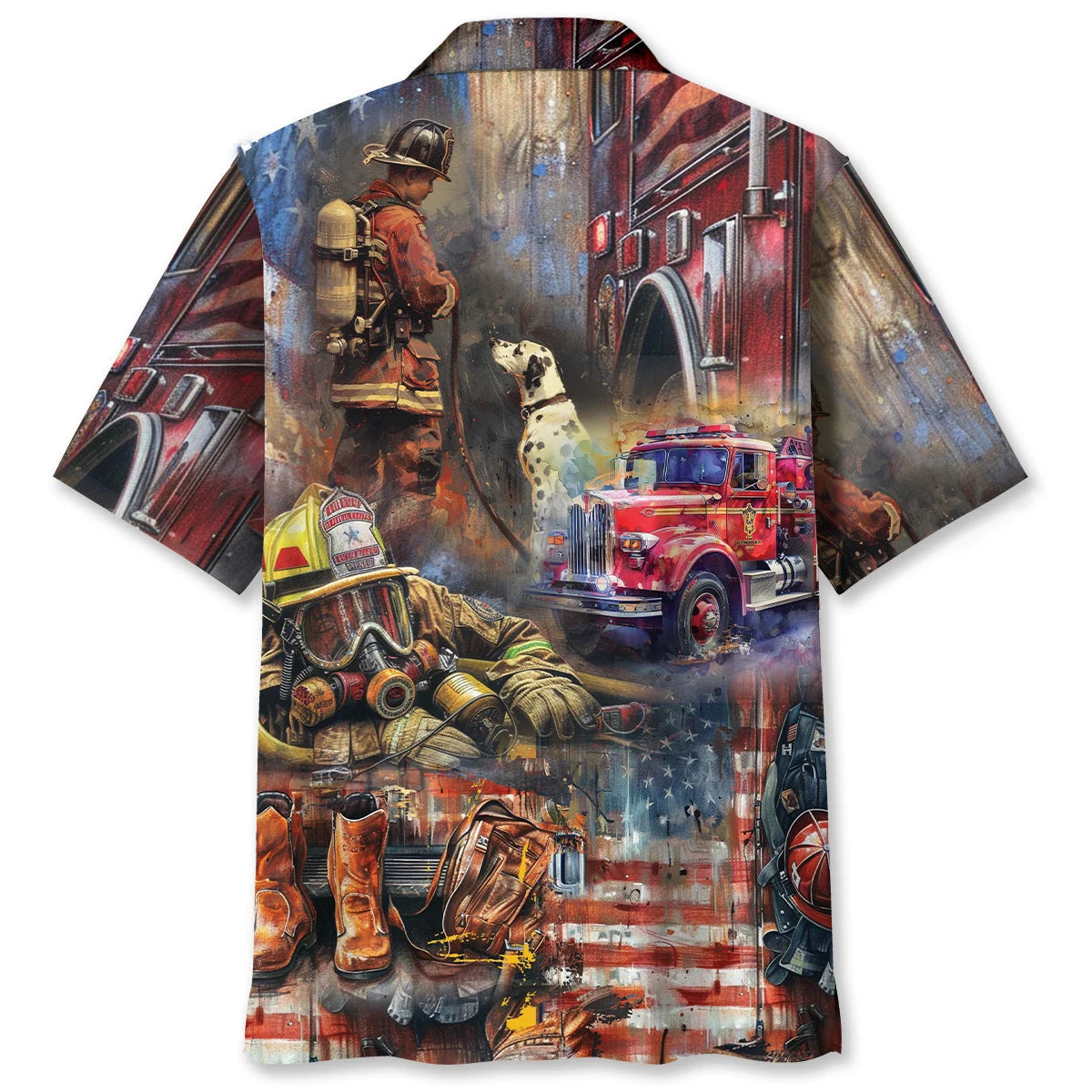 Vintage Art Firefighter Proud Hawaiian Shirt, custom shirt gift for men (view 3)