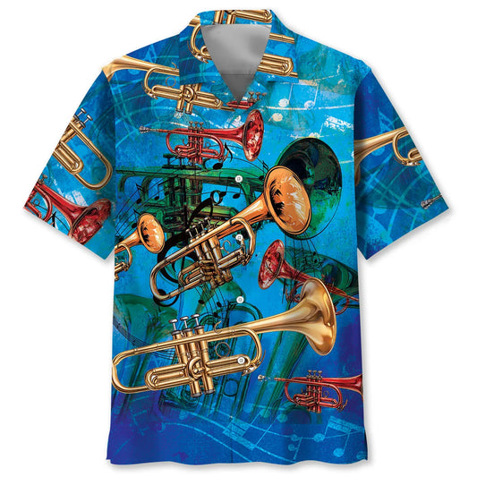 Vintage Art Trumpet Hawaiian Shirt, custom shirt gift for men