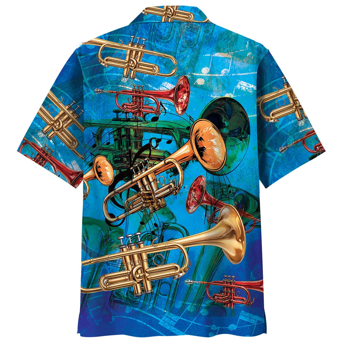 Vintage Art Trumpet Hawaiian Shirt, custom shirt gift for men (view 3)