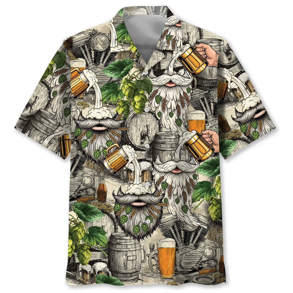 Vintage Beard and Beer Hawaiian Shirt, custom shirt gift for men
