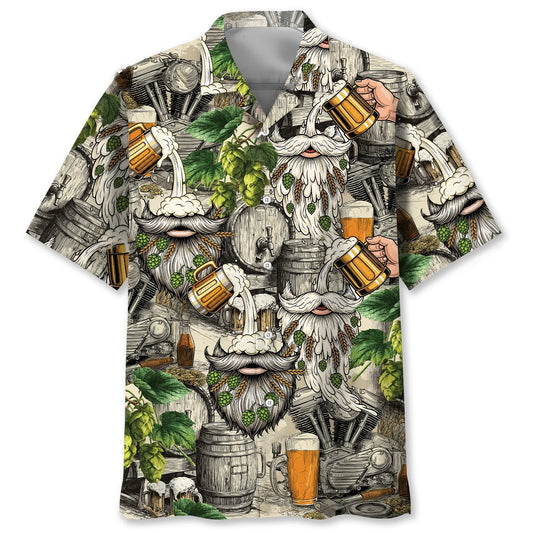 Vintage Beard and Beer Hawaiian Shirt, custom shirt gift for men