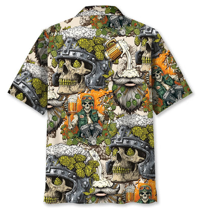 Vintage Beer Mug Skull Funny Hawaiian Shirt, custom shirt gift for men (view 3)