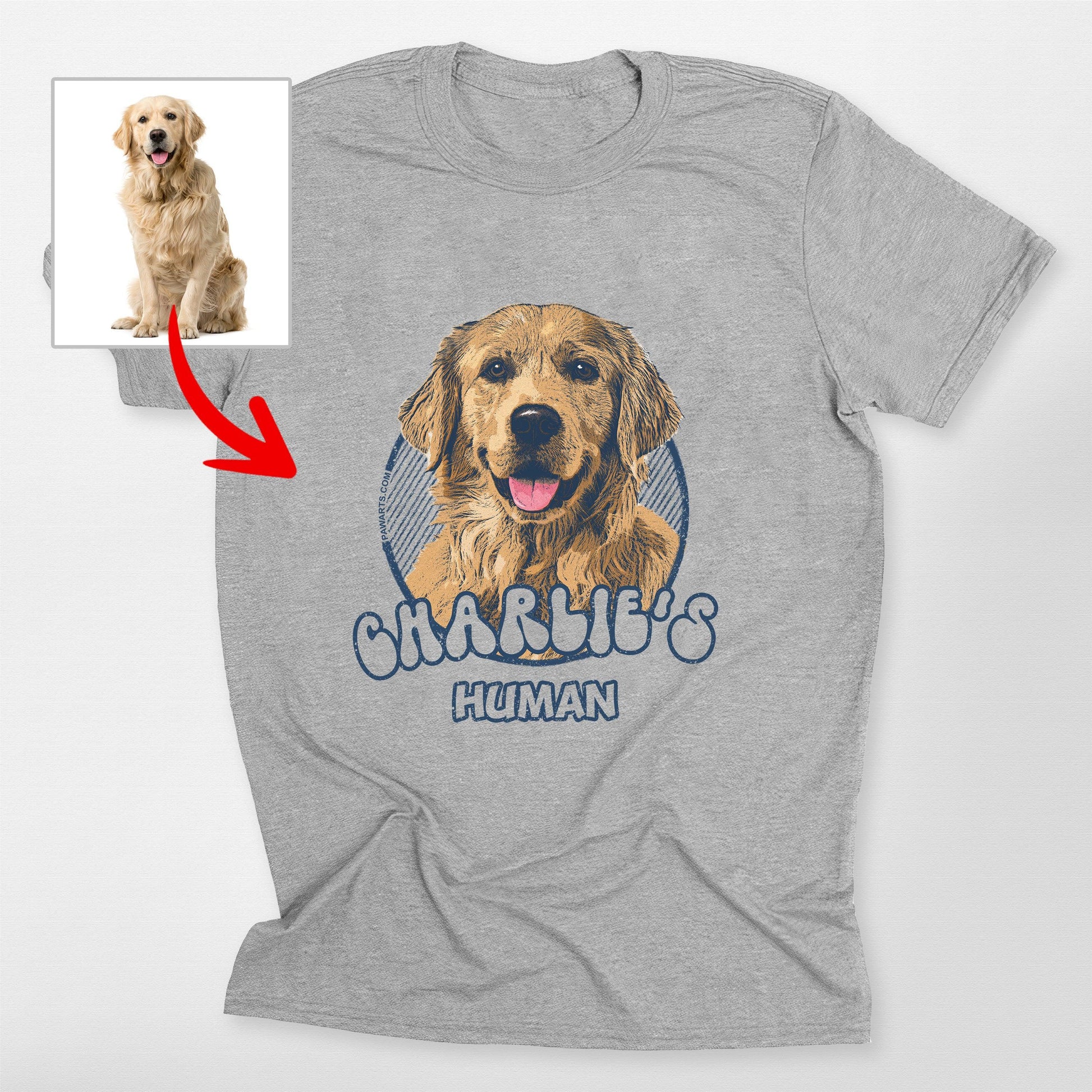 Vintage Bella Canvas T-Shirt with Custom Dog Photo, custom pet portrait gift for pet lovers