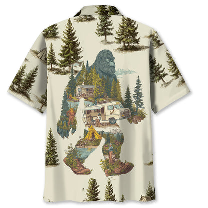 Vintage Bigfoot Camping Site Hawaiian Shirt - M - hawaiian shirt