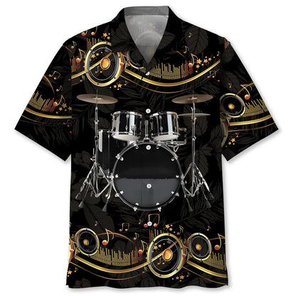 Vintage Black Drum Hawaiian Shirt, custom shirt gift for men