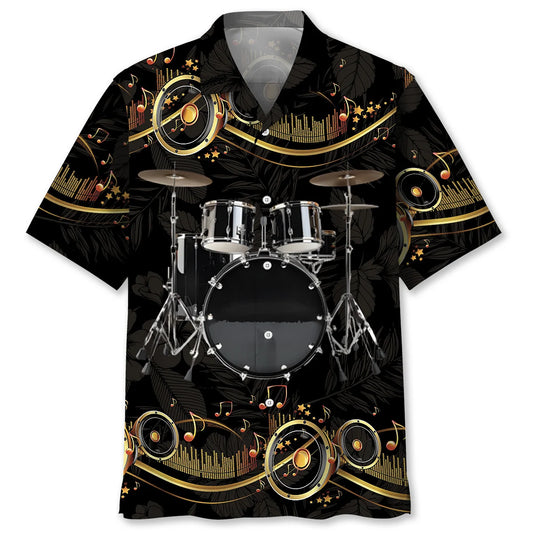 Vintage Black Drum Hawaiian Shirt, custom shirt gift for men