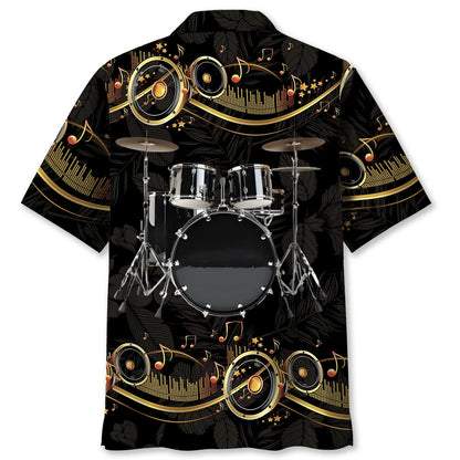 Vintage Black Drum Hawaiian Shirt, custom shirt gift for men (view 2)