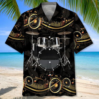 Vintage Black Drum Hawaiian Shirt, custom shirt gift for men (view 3)
