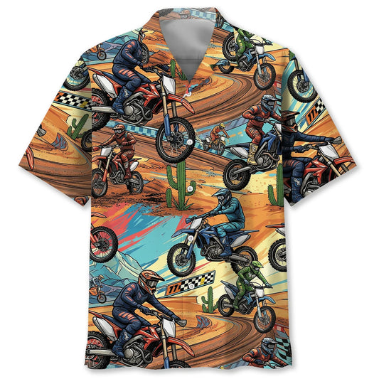 Vintage Cactus Motocross Hawaiian Shirt, custom shirt gift for men