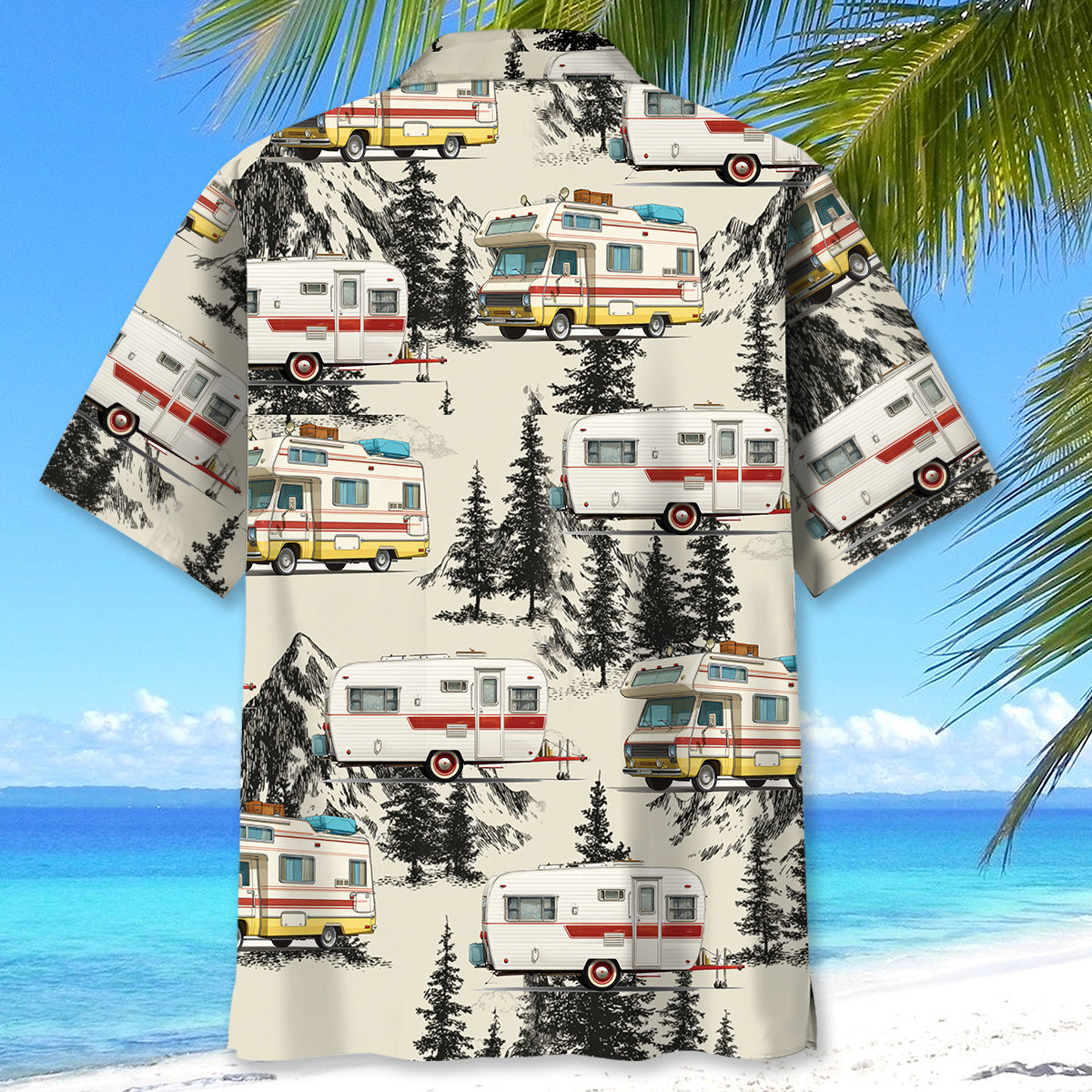 Vintage Camping Car Hawaiian Shirt - XL - hawaiian shirt