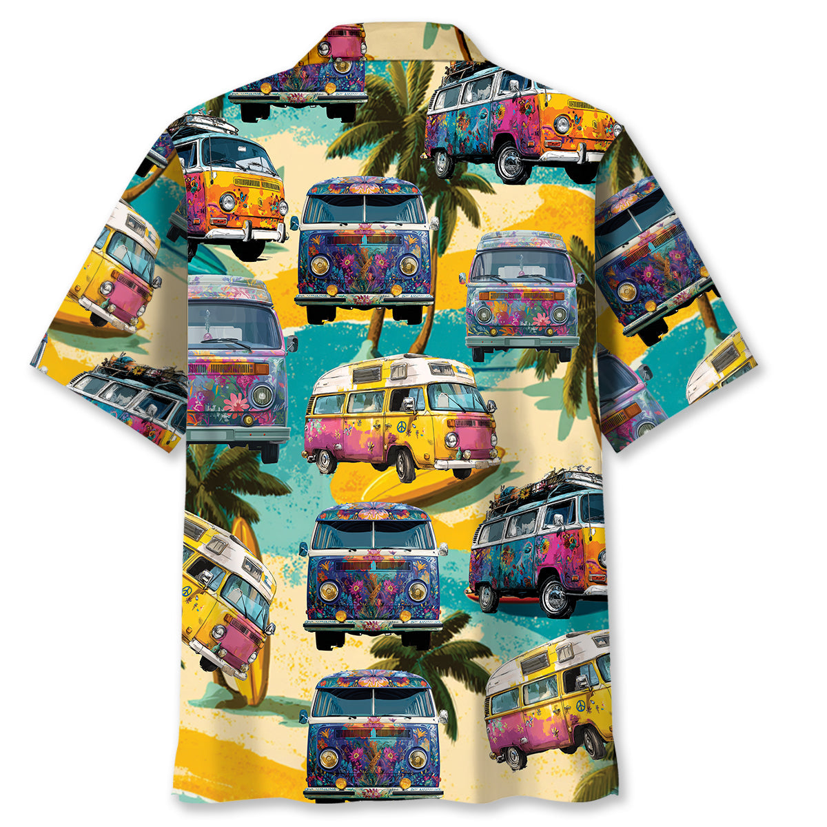 Vintage Camping Car on the Beach Hawaiian Shirt - M - hawaiian shirt