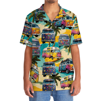Vintage Camping Car on the Beach Hawaiian Shirt - 2XL - hawaiian shirt