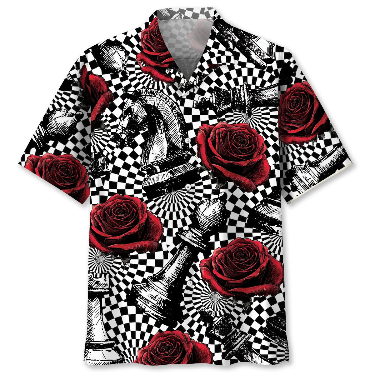 Vintage Chess Rose Hawaiian Shirt, custom shirt gift for men