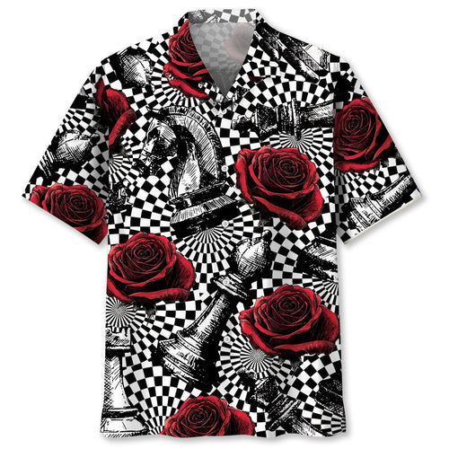 Vintage Chess Rose Hawaiian Shirt, custom shirt gift for men