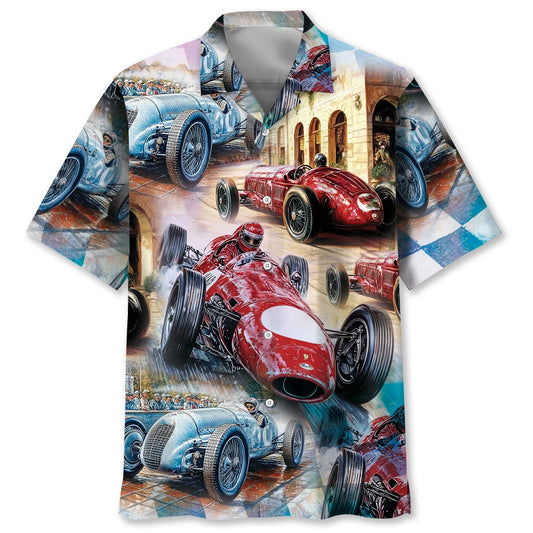 Vintage Classic Race Car Hawaiian Shirt, custom shirt gift for men