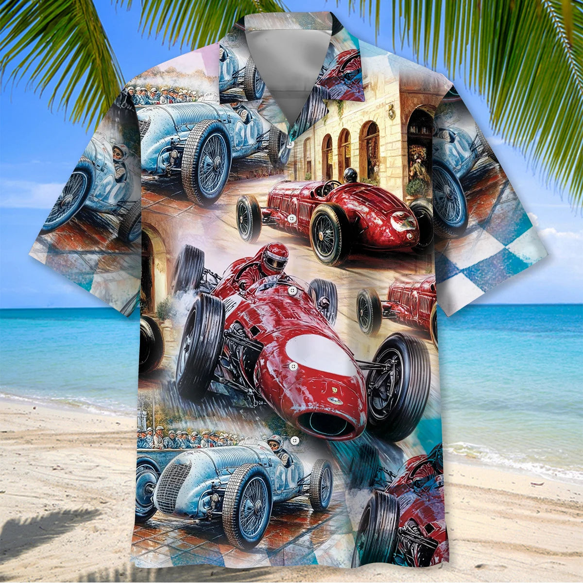 Vintage Classic Race Car Hawaiian Shirt, custom shirt gift for men (view 2)