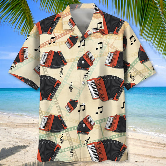 Vintage Color Accordion Hawaiian Shirt, custom shirt gift for men