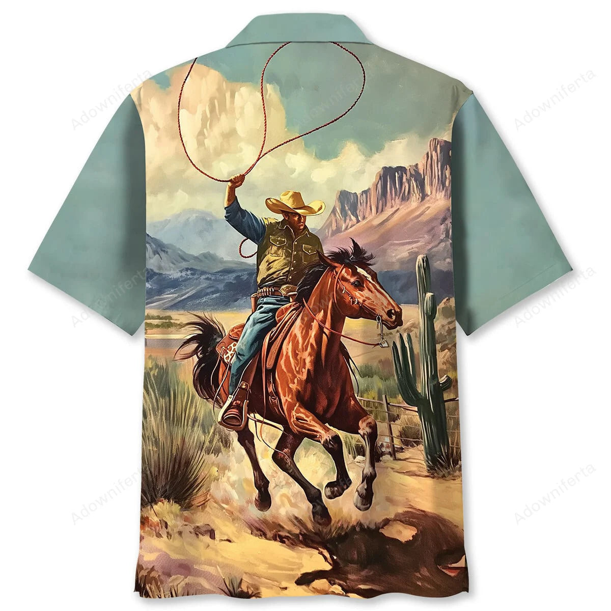 Vintage Cowboy Bucking Hawaiian Shirt, custom shirt gift for men (view 2)