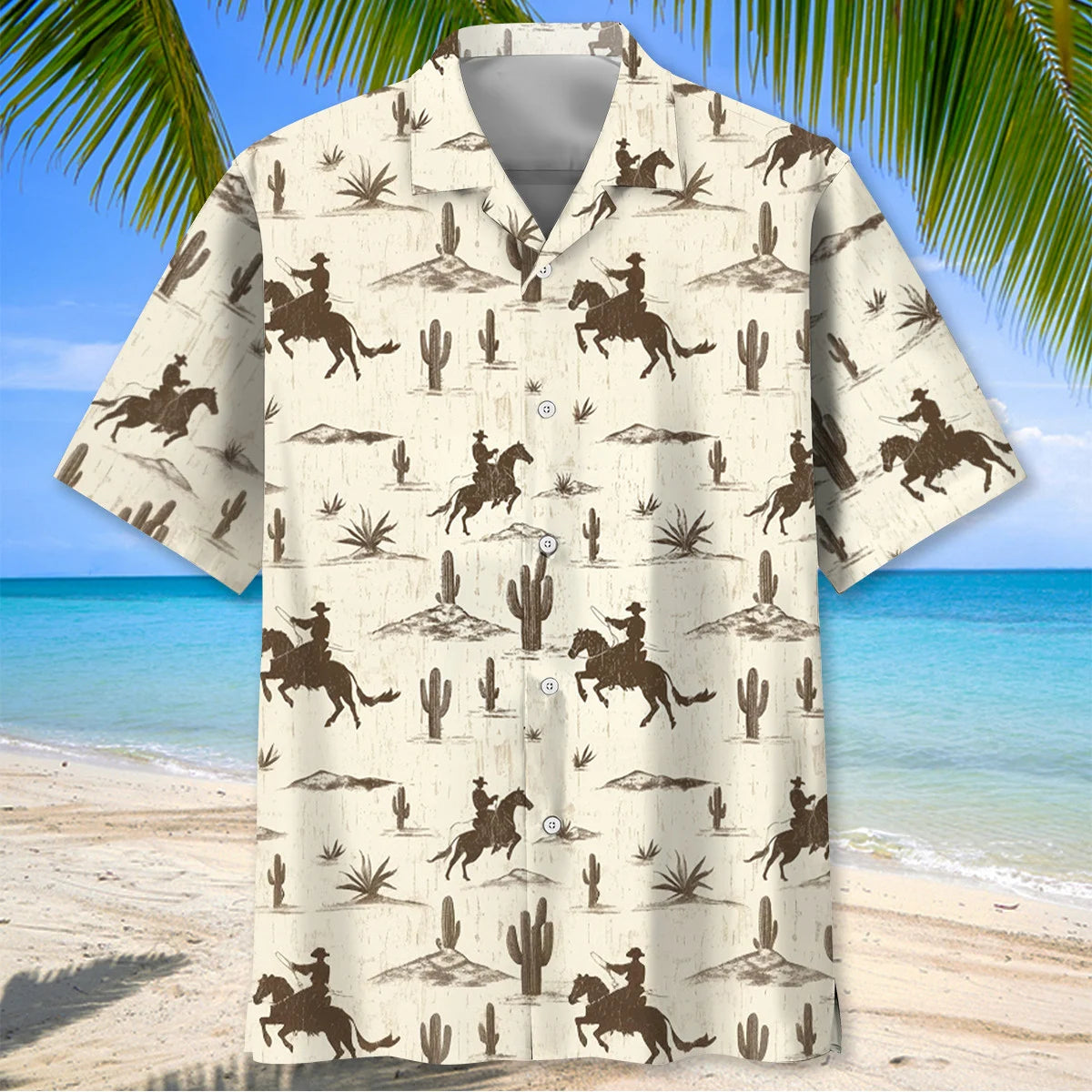 Vintage Cowboy Desert Hawaiian Shirt, custom shirt gift for men (view 2)
